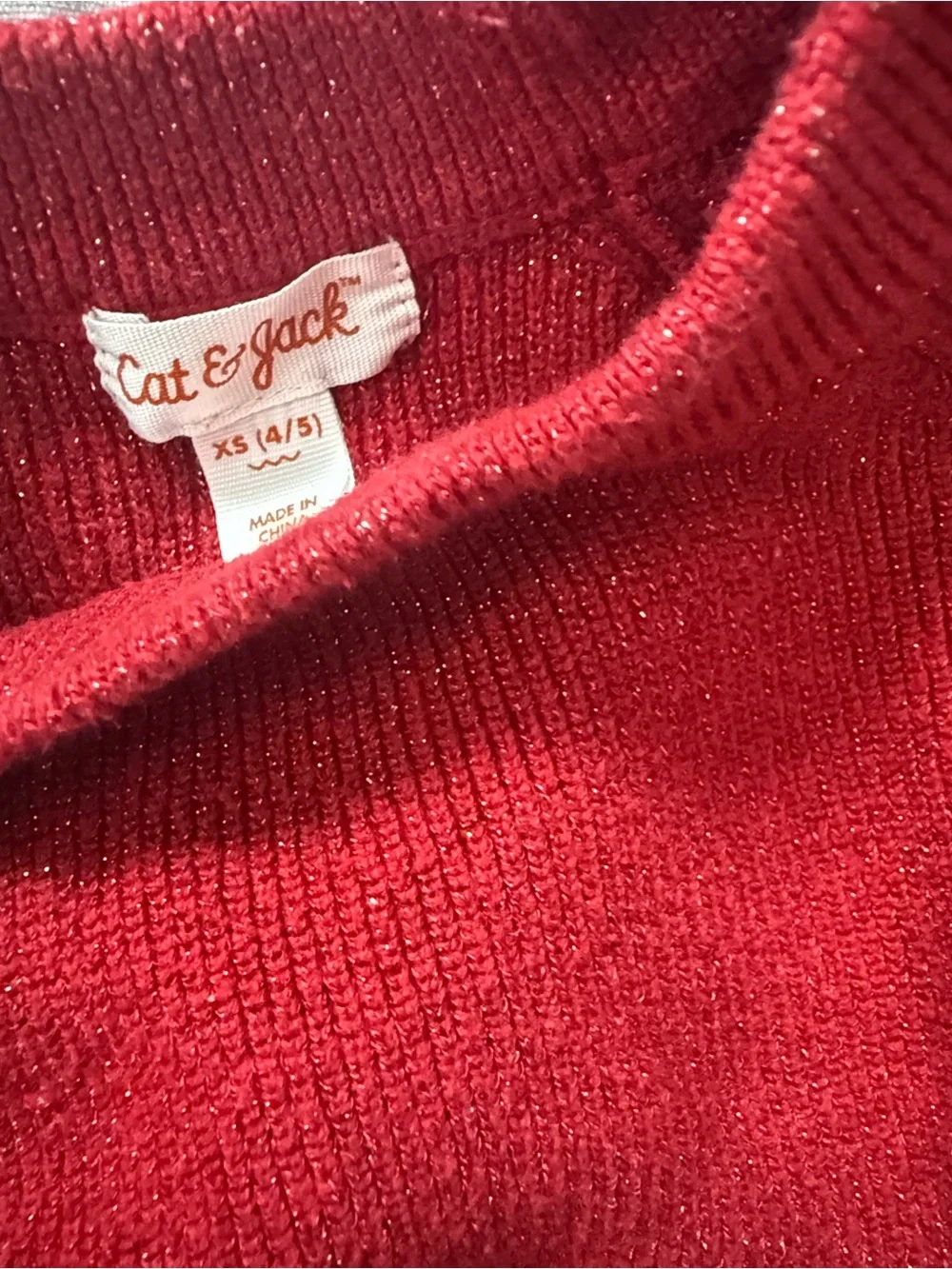 Cat & Jack Sparkling Red Knit Top